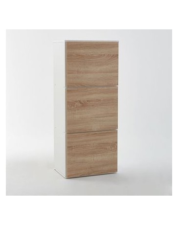 Zapatero-The H design-Zapatero Kim estilo moderno 3 puertas con madera natural-Blanco - Envío Gratuito