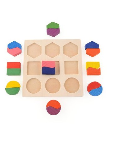 Duola Bloque de geometría de madera temprana educación juguetes rompecabezas de la - Envío Gratuito