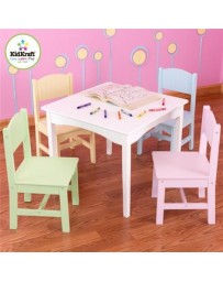Set mesa y 4 sillas infantil colores pastel juguete KidKraft - Envío Gratuito