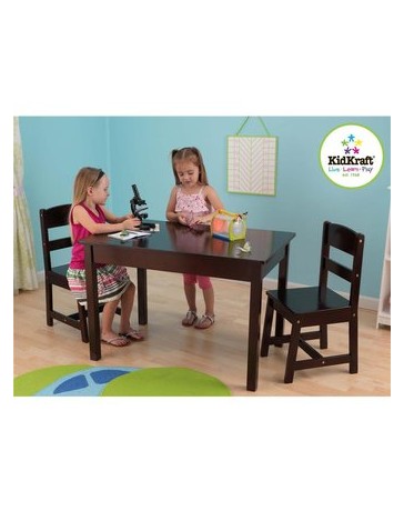 Set mesa rectangular y 2 sillas infantil juguete espresso KidKraft - Envío Gratuito