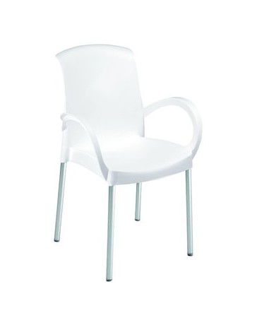 Silla de Plástico Apilable Mónaco con Brazos Blanca - Envío Gratuito