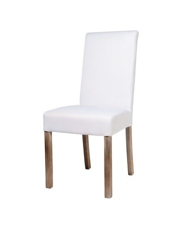 Silla Para Comedor, Vintage Home Design, Lucia, Madera Y Tapizada Lino- Blanco - Envío Gratuito