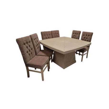 Comedor Hesper 6 Sillas Capitonadas Fabou Muebles - - Envío Gratuito