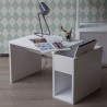 Escritorio Infantil con Silla, Vintage Home Design, Madera de Pino con Mueble para Libros- Blanco