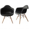 Juego de 2 Sillas estilo Eames con brazo 135 Color Negro modelo PAR135 Negro