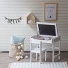 Mesa de Trabajo Pupitre Escritorio con Silla Infantil, Vintage Home Design, Noby, Madera de Pino Pizarra Cajón Inferior-Blanco