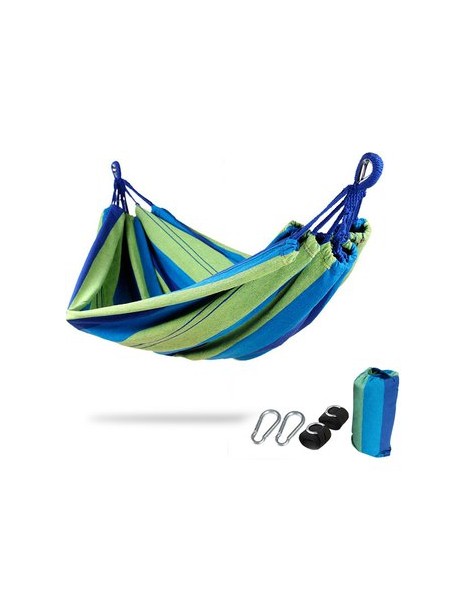 Hamaca De Camping Al Aire Libre Ocio Cuelgue Cama Viajes Camping Swing 200x150cm 2 Personas- Rayas Azules - Envío Gratuito