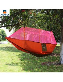 Aotu 2,6 x 1,4 M acampa portable de alta resistencia del paracaídas Tela dormir Hamaca con la red de mosquito Jacinth - Envío Gr
