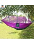 Aotu 2,6 x 1,4 M acampa portable de alta resistencia del paracaídas Tela dormir Hamaca con la red de mosquito Purple