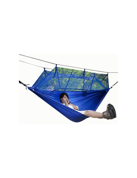 Hamaca  Colgante Cama Portátil de Alta Resistencia Tela Hamaca con Mosquitera para Viajar de Camping al Aire Libre, Azul - Envío