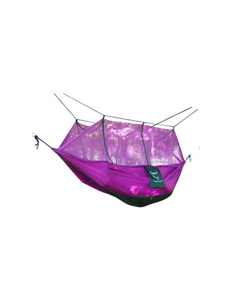 MagiDeal Doble árbol De La Hamaca Del Patio 2person Cama Columpio Al Aire Libre Con La Red De Mosquito Púrpura - Envío Gratuito