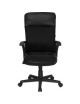 Muebles flash CP-A142A01-GG Alto Negro Piel / malla de combinación Silla ejecutiva giratoria de oficina - Envío Gratuito