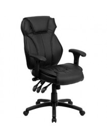 Muebles alta silla de oficina ejecutiva piel vuelta negra con paleta Triple Control de Flash - Envío Gratuito