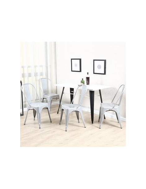 2 Sillas Para Comedor Estilo Industrial Color Plata - Muebilia - Envío Gratuito