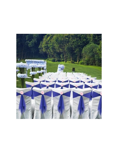 10PCS Wedding Banquet Decorations Organza Handmade Chair Cover Sashes - Envío Gratuito