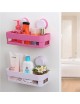 Pixnor Plástico Copa De Succión De Baño Cocina Esquina De Almacenamiento En Rack Organizador Shower Shelf (Rose Red) - Envío Gra