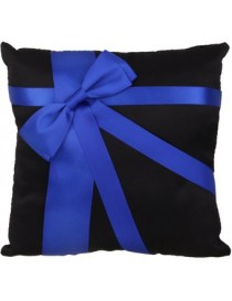 MagiDeal Almohada Anillo De Boda Portador Cojín Con Profundo Azul Del Bowknot 20cmx20cm Negro - Envío Gratuito