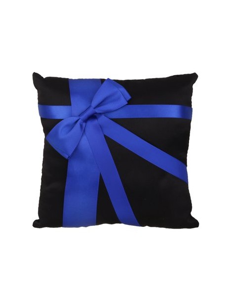 MagiDeal Almohada Anillo De Boda Portador Cojín Con Profundo Azul Del Bowknot 20cmx20cm Negro - Envío Gratuito