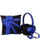 MagiDeal Almohada Anillo De Boda Portador Cojín Con Profundo Azul Del Bowknot 20cmx20cm Negro - Envío Gratuito