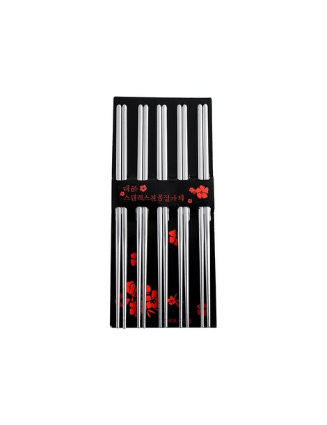 5 Pairs Stainless Steel Chopsticks (Square) - Envío Gratuito