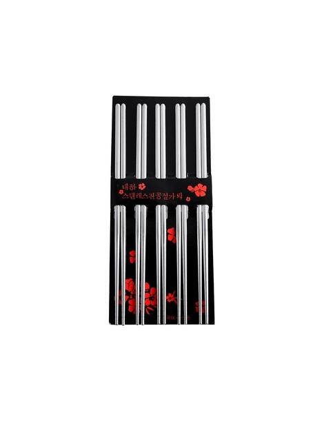 Generico Durable Top Grade 5 Pairs Stainless Steel Square Chopsticks Move Home - Envío Gratuito