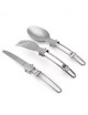 Acero inoxidable plegable Tenedor Cuchara Cuchillo set-SILVER - Envío Gratuito