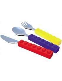 Niños de los ladrillos de Lego de construcción de acero inoxidable Cuchillo Tenedor Cuchara Utensilios Set - Envío Gratuito