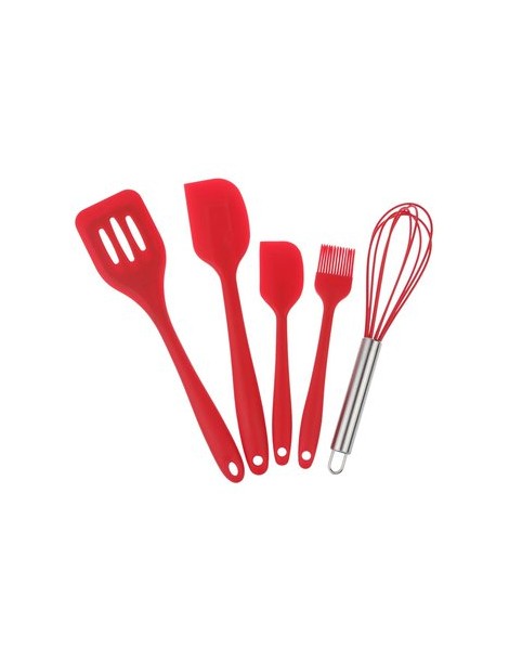 5pcs silicona utensilios para hornear Set higiene cocina utensilios accesorios rojo - Envío Gratuito