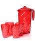 Jgo. de Jarra c 4 Vasos,Herevin,Venezia ,Rojo