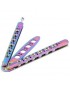 Práctica De Alta Calidad BALISONG BUTTERFLY Steel Trainer Knife With Sheath (Arco Iris)
