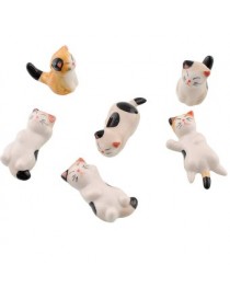 Conjunto de Cerámica Japonesa Lucky Cat palillos con forma de cuchara titular - Envío Gratuito