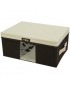 Caja de Almacenamiento Lid Visible Pequeña Ropa-Marrón con Beige
