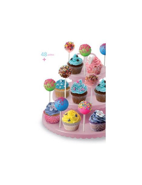 Soporte o Base para Cupcakes y Cakepops +12 palitos IBILI Modelo 827600-Rosa - Envío Gratuito