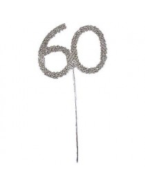Louiwill Diamantes De Imitación De Cristal Número 60 Cumpleaños 60 Aniversario De La Torta (plata) - Envío Gratuito