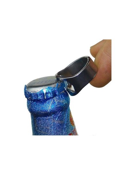 Botella de cerveza abridor herramienta de plata del acero inoxidable barra de dedo pulgar anillo de metal - Envío Gratuito