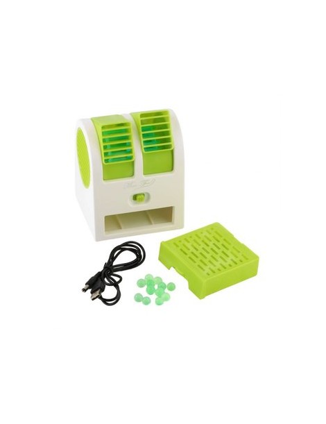 Mini Pequeño Ventilador De Refrigeración USB De Escritorio Sin Cuchilla De Doble Aire Acondicionado Portátil - Verde - Envío Gra