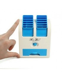 Mini Pequeño Ventilador De Refrigeración USB De Escritorio Sin Cuchilla De Doble Aire Acondicionado Portátil - Azul - Envío Grat