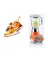 KIT PLANCHA VAPOR NARANJA (PC0203B) C/ LICUADORA 10 VEL, VASO VIDRIO COLOR NARANJA MARCA MAN KIT 0203-510