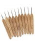 MagiDeal Conjunto De 10pcs Agujas De Ganchillos Metal Con Mangos De Bambú 0,5-2.75mm