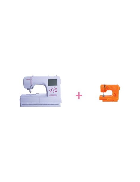 Maquina Bordadora MC370E + Maquina De Coser Janome Sew Mini Deluxe 525 -Naranja - Envío Gratuito