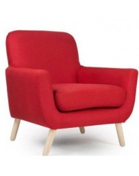 Sillón Individual Acojinado, Vintage Home Designe, Bladmore, Madera De Pino Tapizado- Rojo - Envío Gratuito