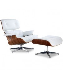 Sillon Silla Eames Lounge Charles Piel Italiana Madera Caoba Minimalista Elegante Moderno - Blanco Replica Exacta - Envío Gratui