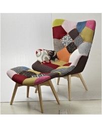Silla sillón modelo ADONIS PATCH con descansa pies IL MIO MUBLE-Bicolor - Envío Gratuito