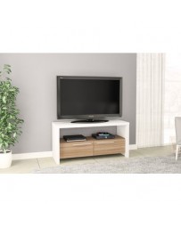 Mesa para Tv Keiä Björn 2 cajones-Blanco y Castaño - Envío Gratuito