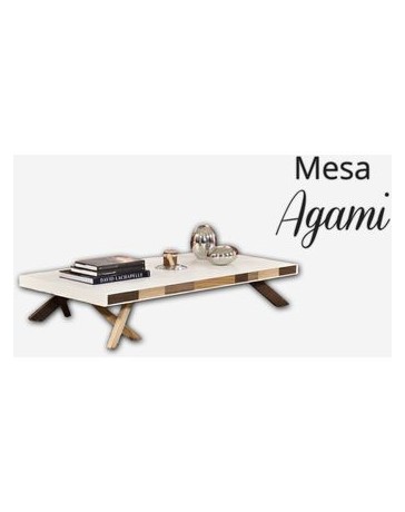 Mesa de Centro Agami-Blanco con Nogal - Envío Gratuito