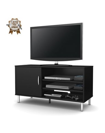 Mueble De Tv Y Multimedia CREA Muebles PC9ng Moderno Color Negro - Envío Gratuito