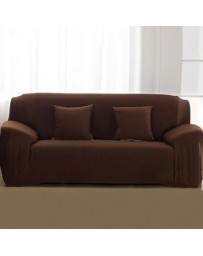 EH sofá de felpa gruesa doble establece marrón común-Café - Envío Gratuito