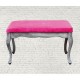 Banco Estilo Vintage Chic, Vintage Home Designe, Patas De Madera De Pino Con Cojín Forrado En Tela- Color Rosa Mexicano - Envío 