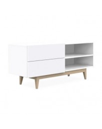 Artika [S]-The H design-Mueble TV estilo escandinavo con 2 repisas y 2 cajones-blanco - Envío Gratuito