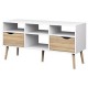 Mesa de TV-The H design-Mesa de TV Kim estilo moderno con madera natural-blanco - Envío Gratuito
